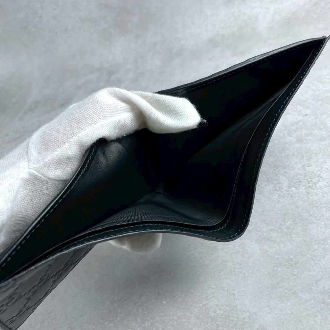 【未使用級】GUCCI グッチ シマ 二つ折り財布 ブラック