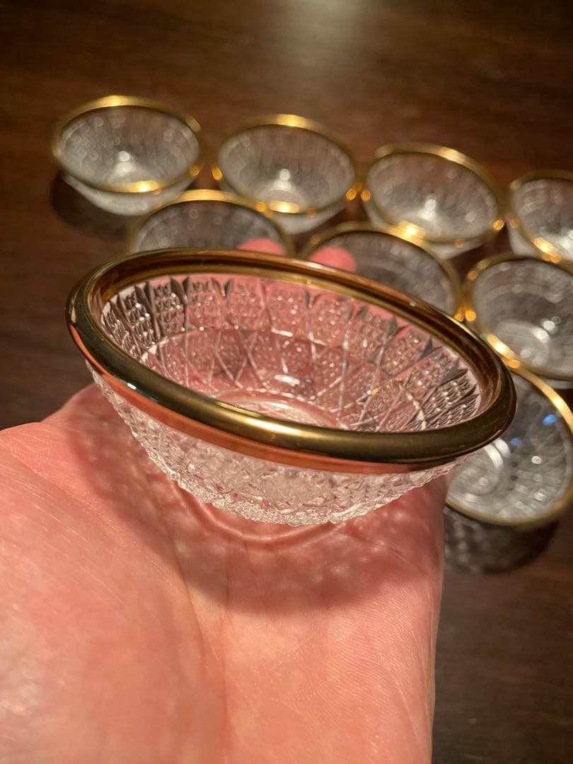 珍味入れ　金付切子柄珍味入れ5客珍味入れ