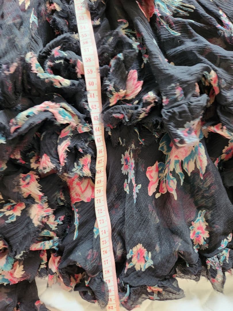 Itami ラルフローレン　ブラックフローラルシルクジョーゼット膝丈ドレス