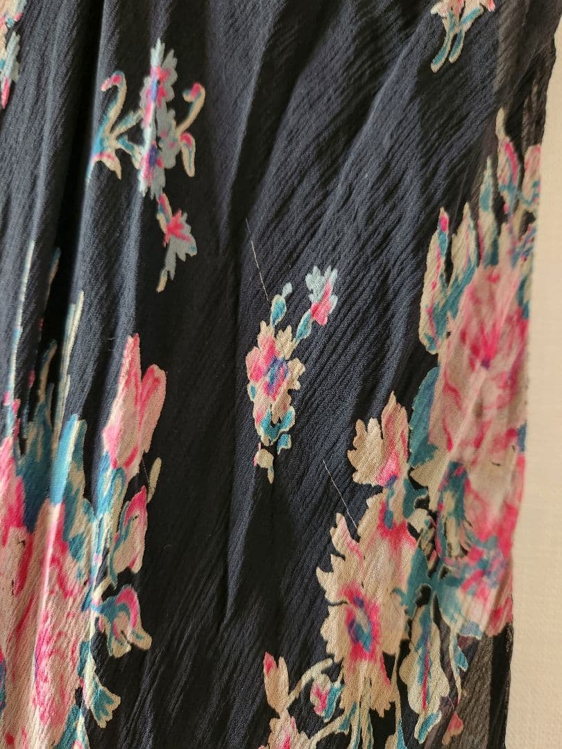 Itami ラルフローレン　ブラックフローラルシルクジョーゼット膝丈ドレス