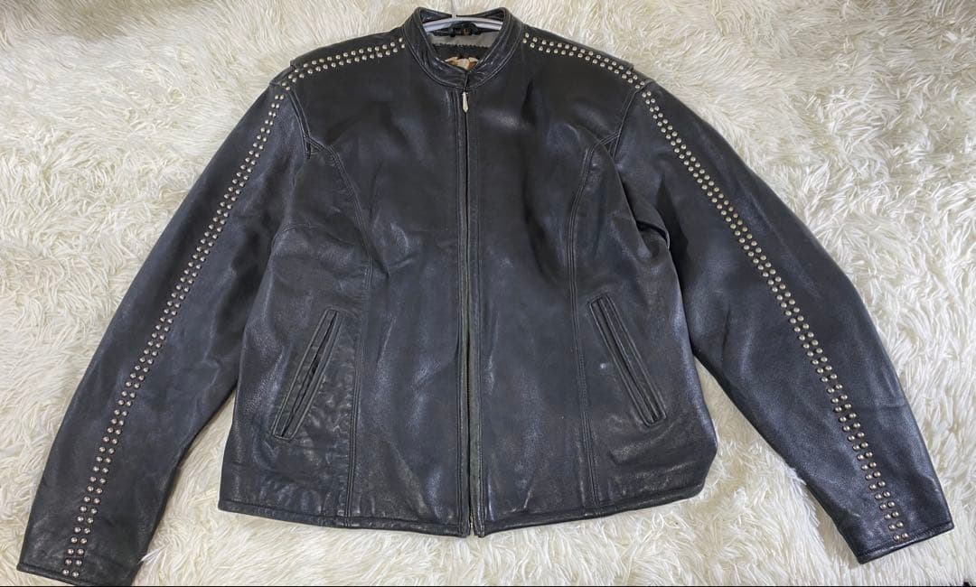 【Harley Davidson】メタル スタッズ鋲 シングル ライダース 牛革