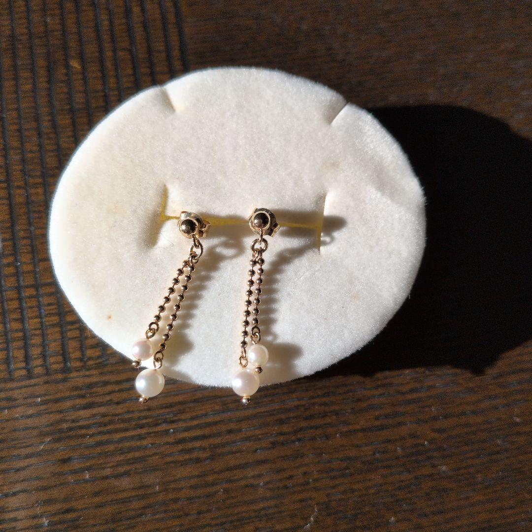 K18ゴールドチェーンパールピアス