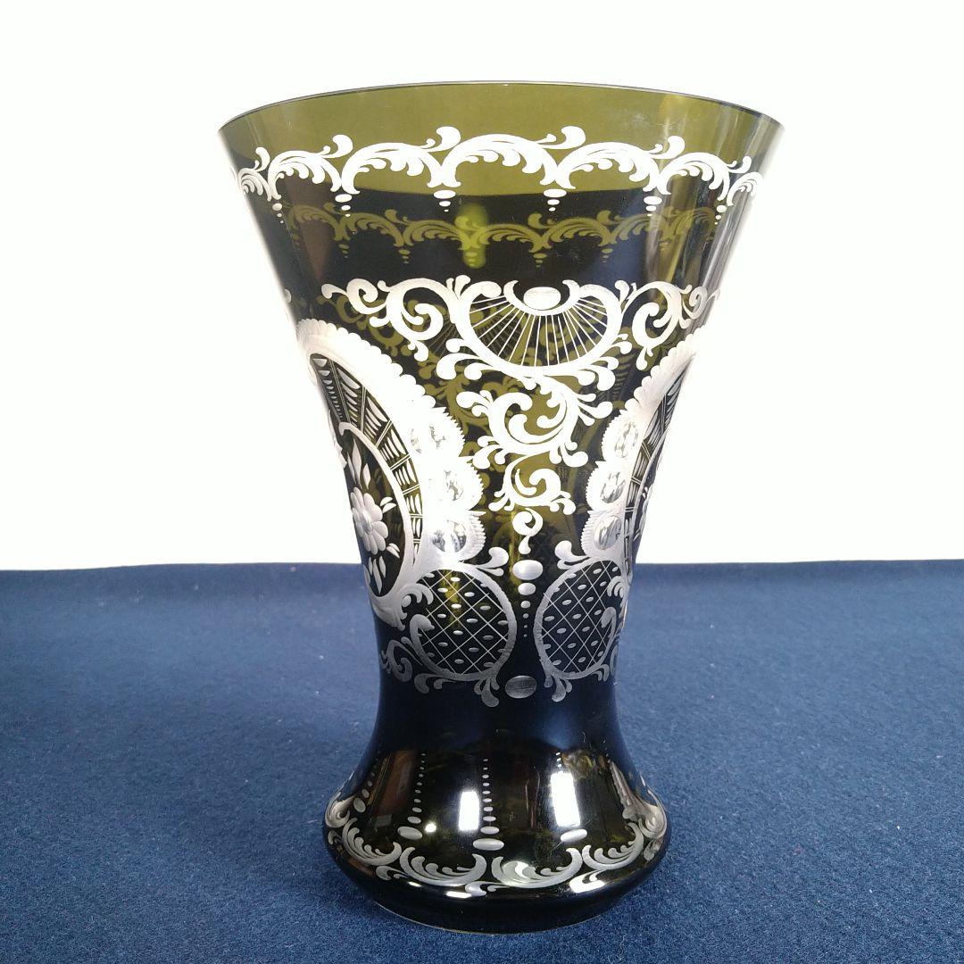 A898 ボヘミアガラス花瓶 箱入