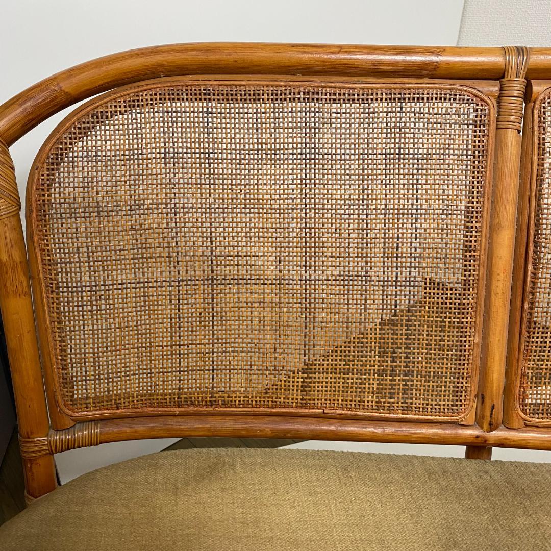 ★ラタン調 二人掛け椅子 レトロ 昭和 アンティーク ヴィンテージ 家具