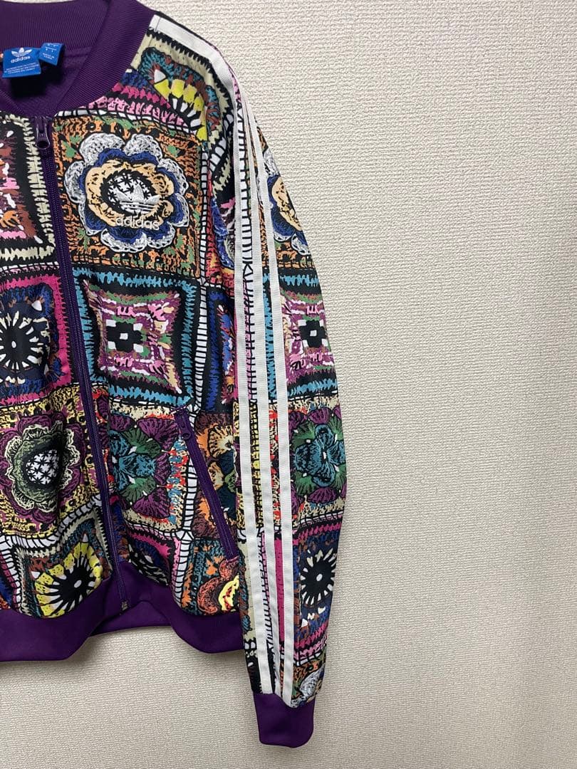 ★総柄★ アディダスオリジナルス トラックジャケット デカロゴ ジャージ 紫