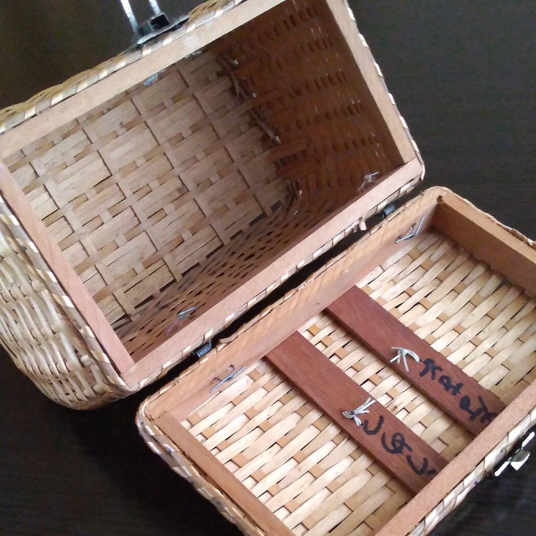 60年前の宝物天然竹細工ミニバスケット　手提げ小物入れ