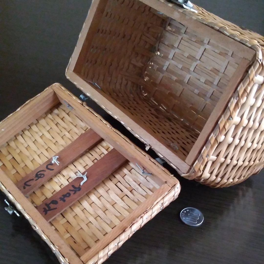 60年前の宝物天然竹細工ミニバスケット　手提げ小物入れ