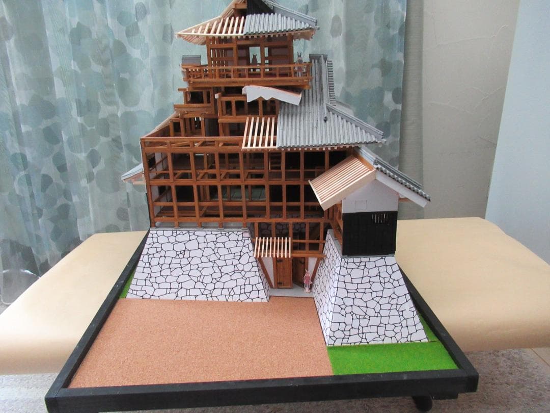 【自作品】国宝犬山城構造模型　縮尺約１／５０　高さ約５５ｃｍ