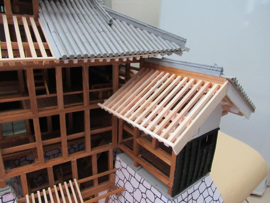 【自作品】国宝犬山城構造模型　縮尺約１／５０　高さ約５５ｃｍ