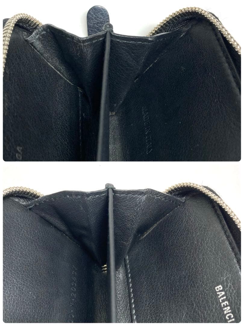 良品　バレンシアガ　レザー　カードケース　ケース　ブラック系