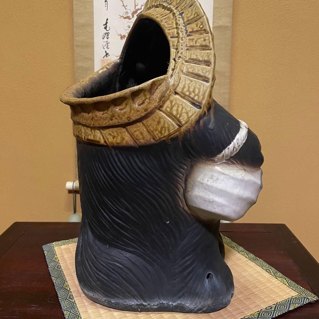 傘立て 陶器 信楽焼 狸 約45㎝ 傘入 和風 縁起物 【昭和レトロ】ビンテージ