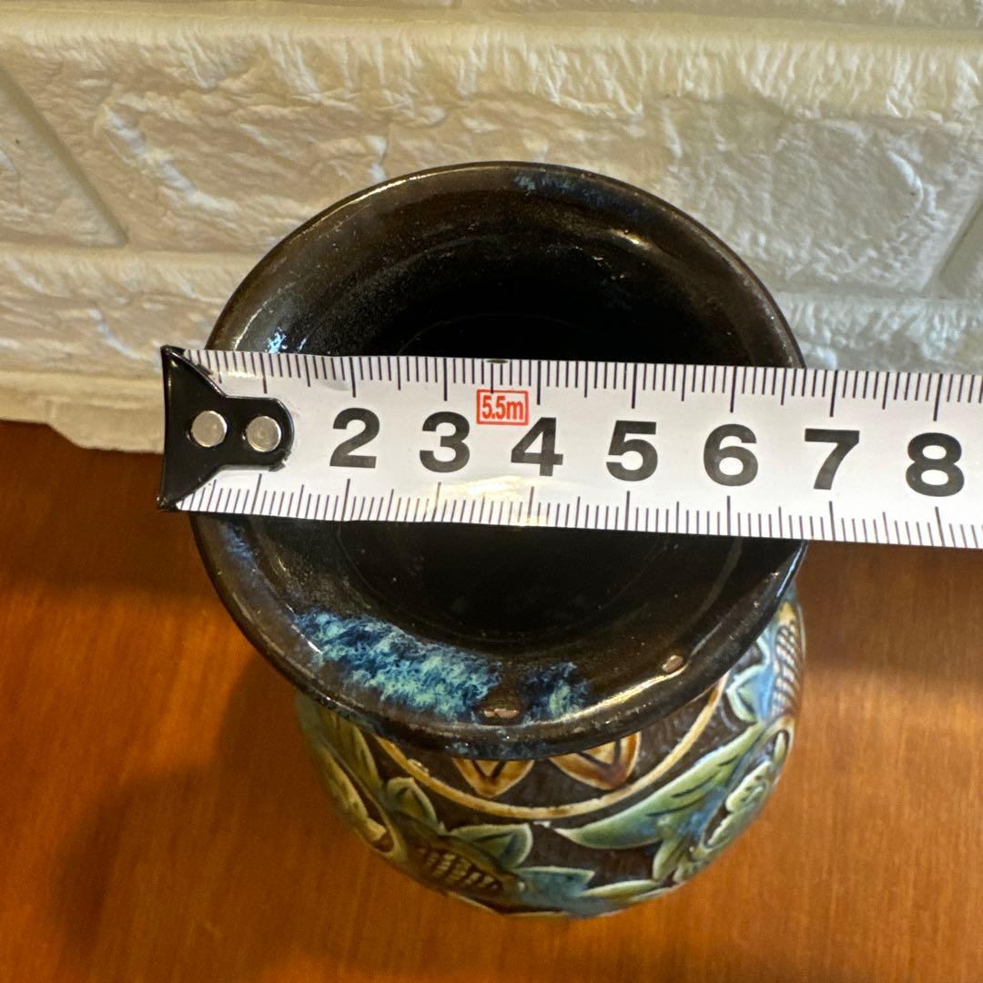 【壺屋焼】故.小橋川永弘.緑釉唐草壺.大