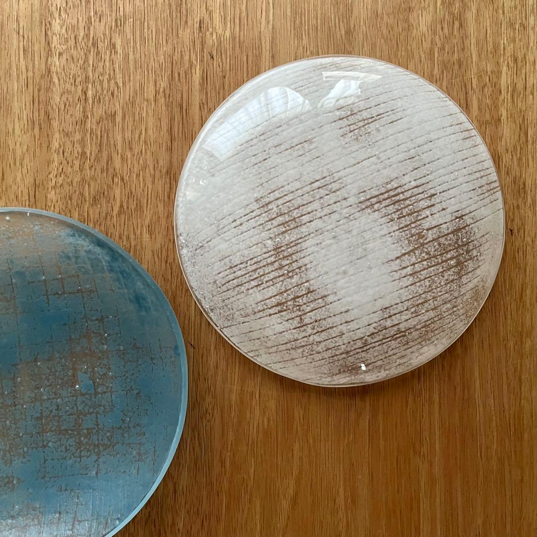 新品　八木麻子　ガラス　プレート　2枚セット