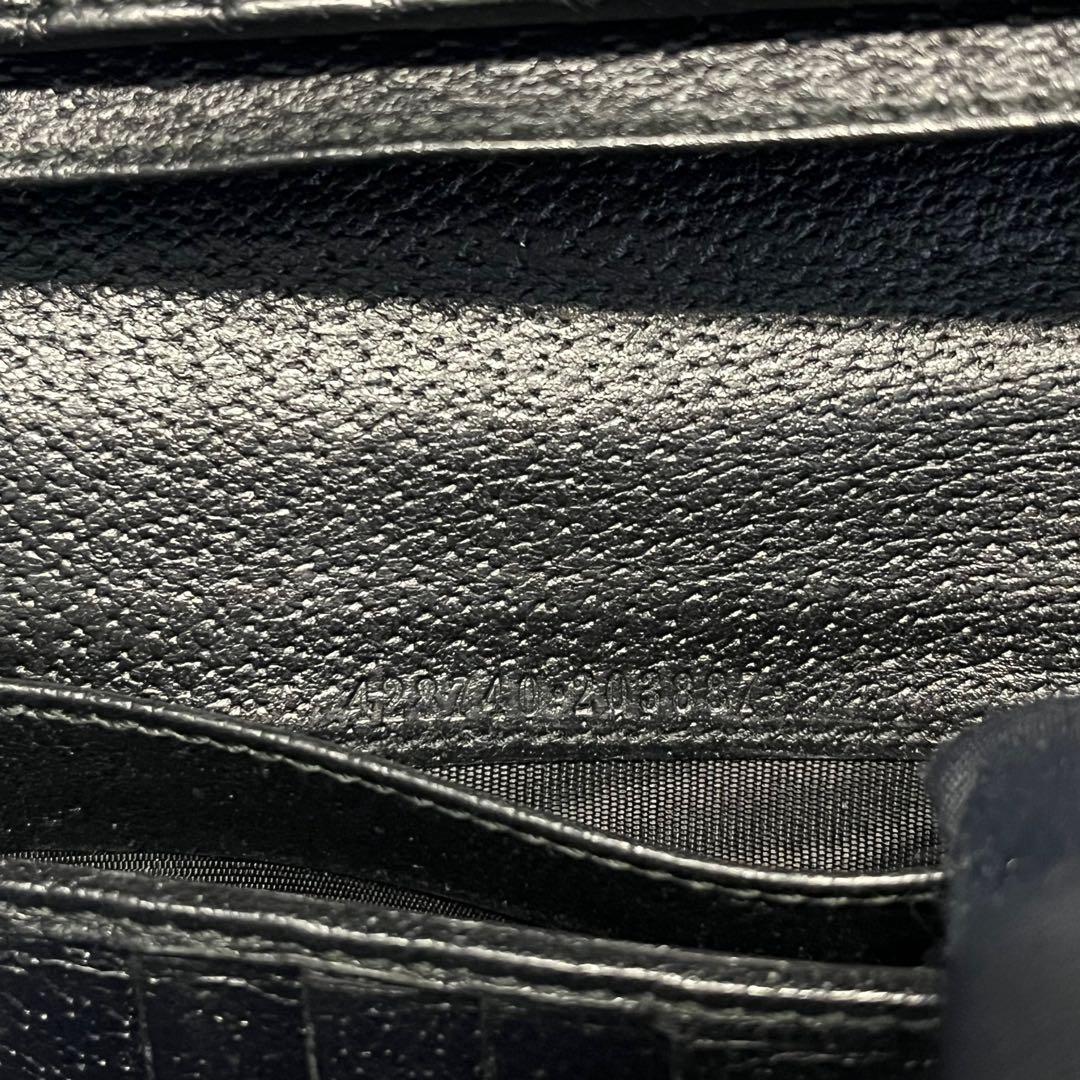 希少✨グッチ 長財布 GG ロゴ金具 マーモント レザー ブラック 黒