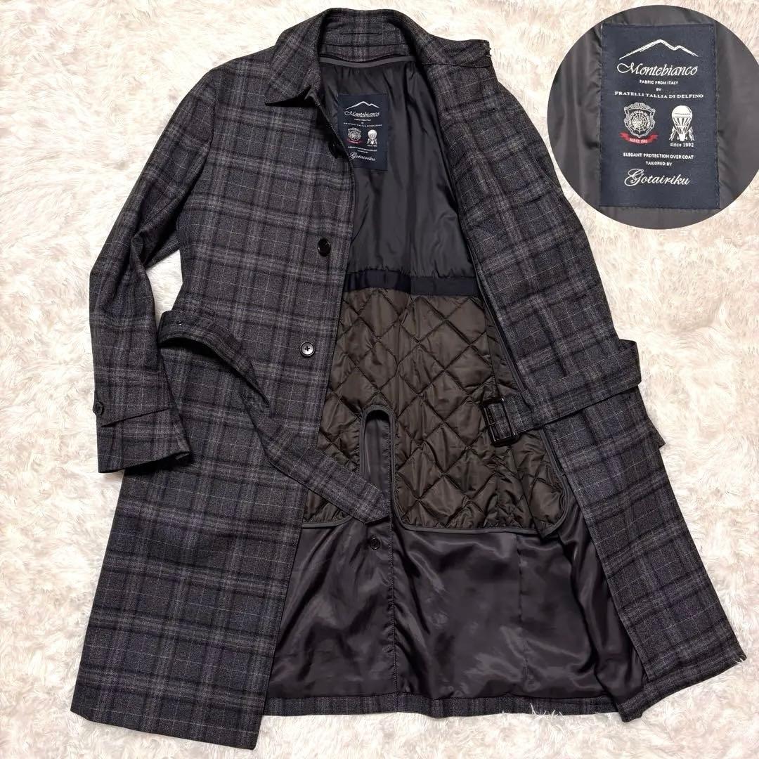 ✨美品✨五大陸　トレンチコート　比翼　モンテビアンコ　シングル　チェック　M