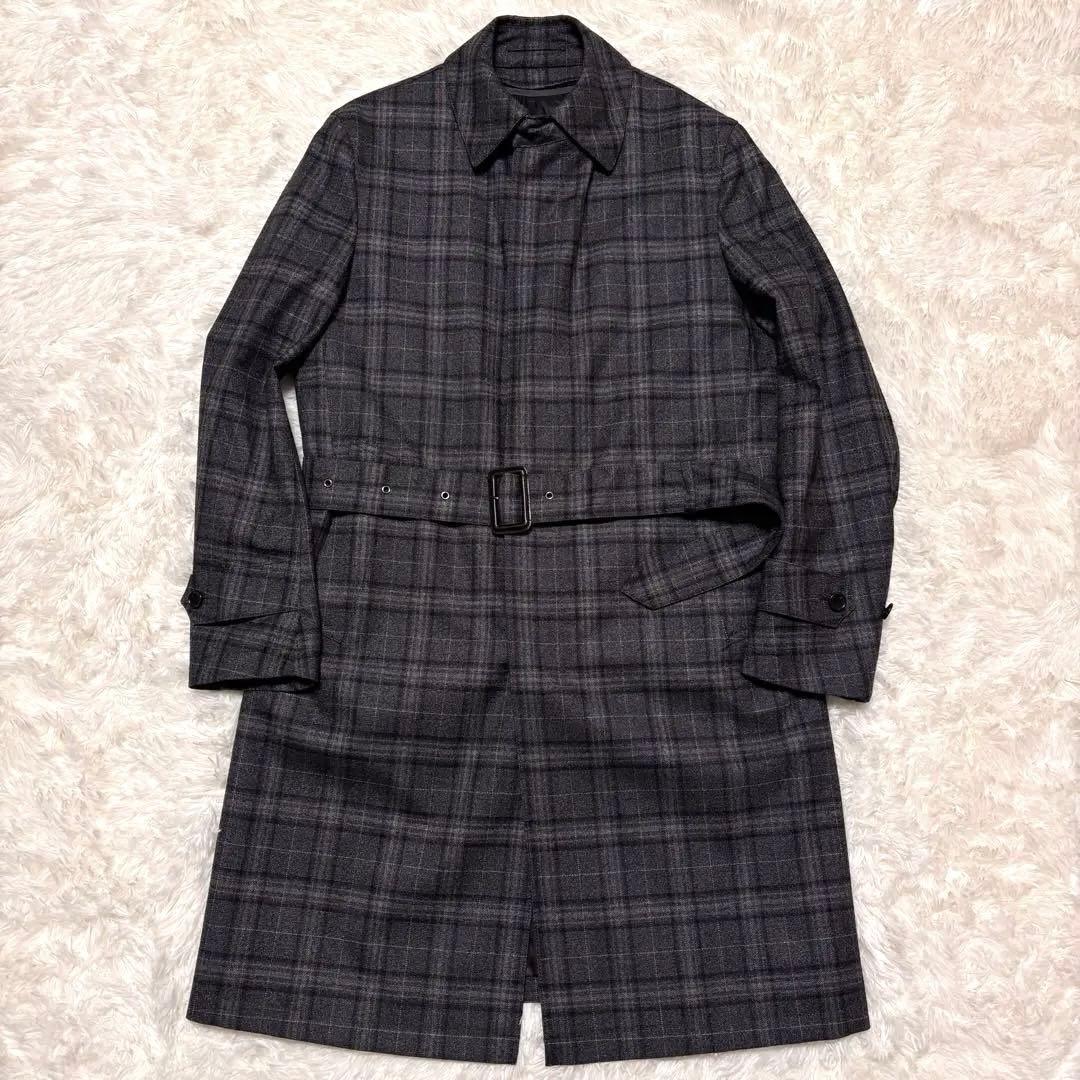 ✨美品✨五大陸　トレンチコート　比翼　モンテビアンコ　シングル　チェック　M