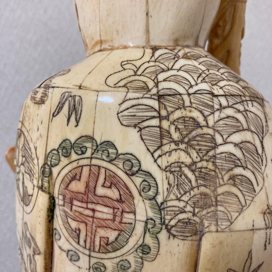 天然素材　老人置物　珍品〈検 寿老人　福禄寿　仙人　精密細工彫　七福神　縁起物