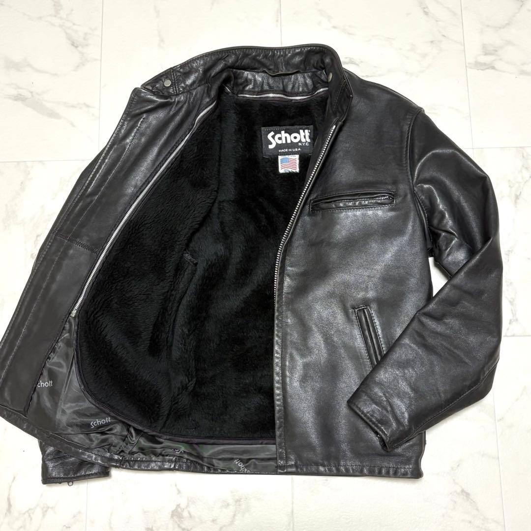 Schott 641 シングルライダース USA製 ボア付き レザージャケット