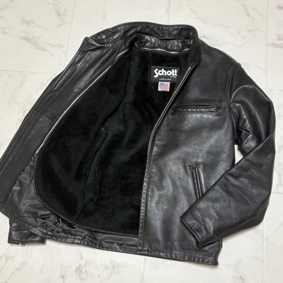 Schott 641 シングルライダース USA製 ボア付き レザージャケット