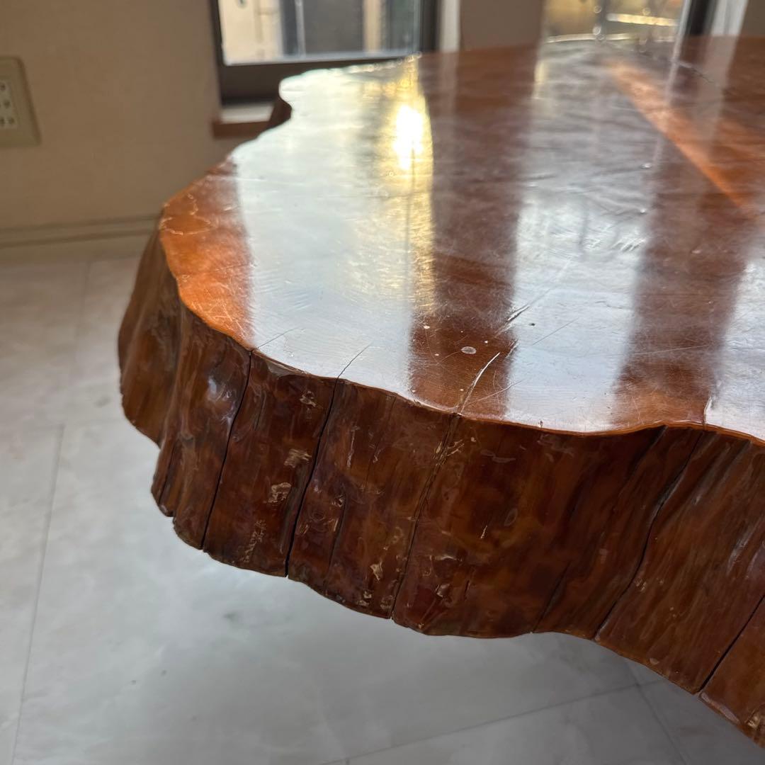 青森ビバ　輪切り　一枚板テーブル　1250✖️1150mm 自然形状　加工品