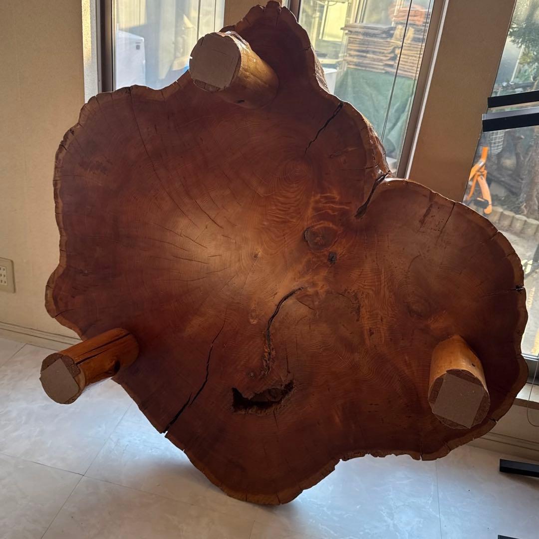 青森ビバ　輪切り　一枚板テーブル　1250✖️1150mm 自然形状　加工品