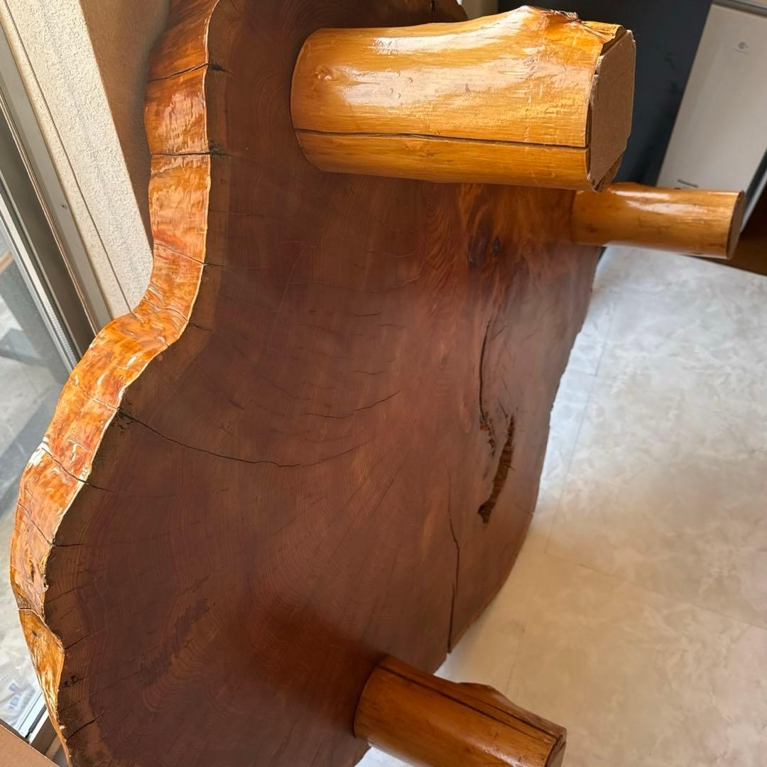 青森ビバ　輪切り　一枚板テーブル　1250✖️1150mm 自然形状　加工品