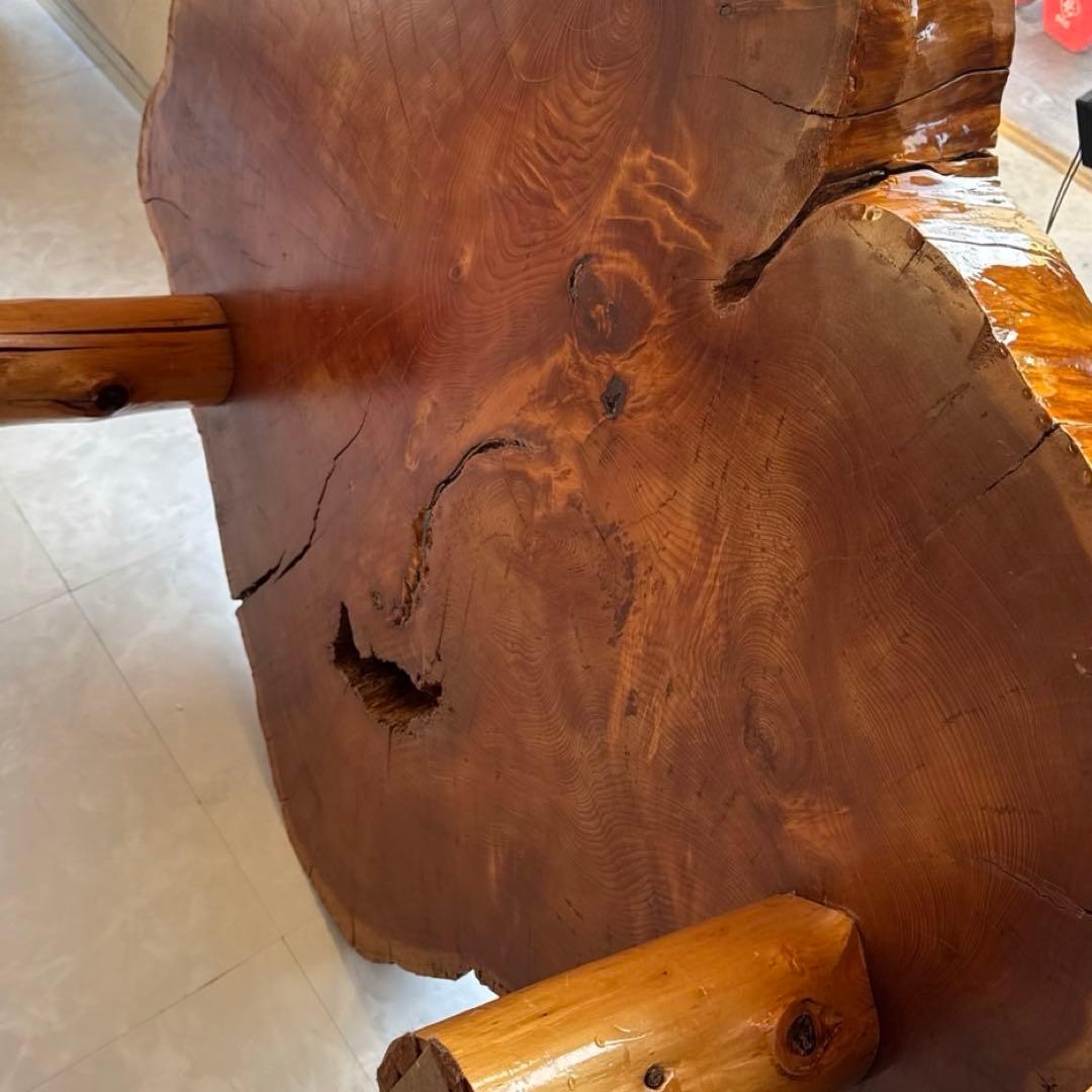 青森ビバ　輪切り　一枚板テーブル　1250✖️1150mm 自然形状　加工品