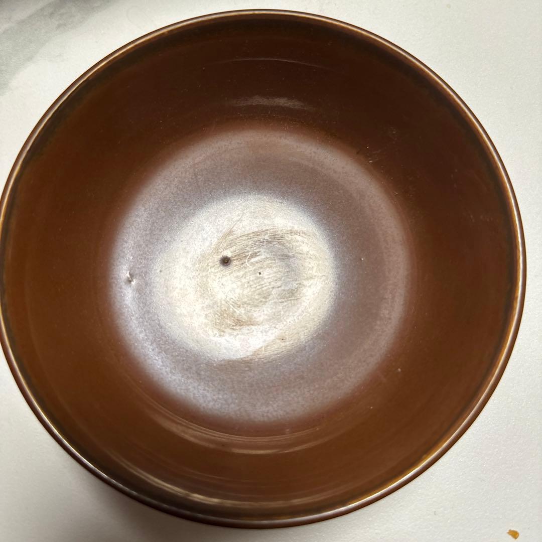 宋代 青磁 定窯　耀州 赤釉 柿紅釉 水冼 茶碗