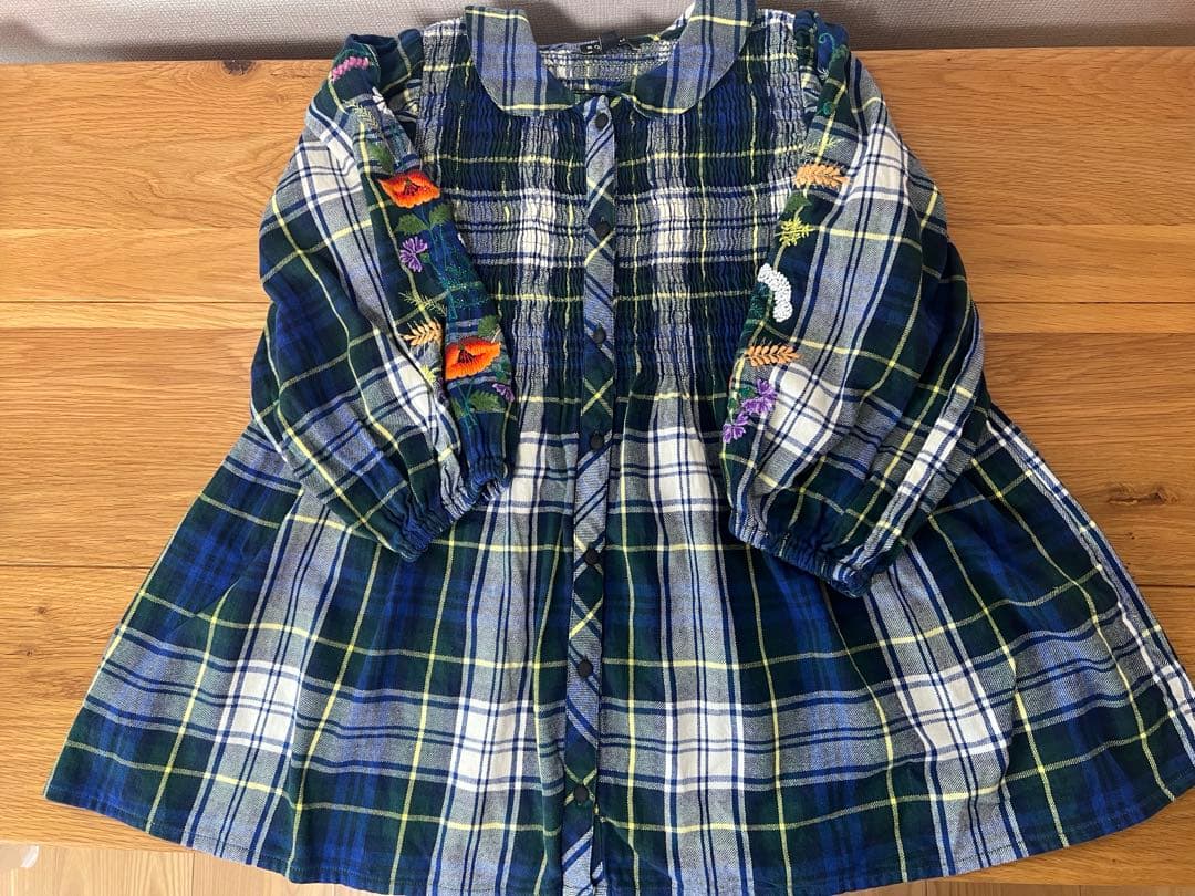 Bonjour diary チェック柄刺繍　チュニック 10Y