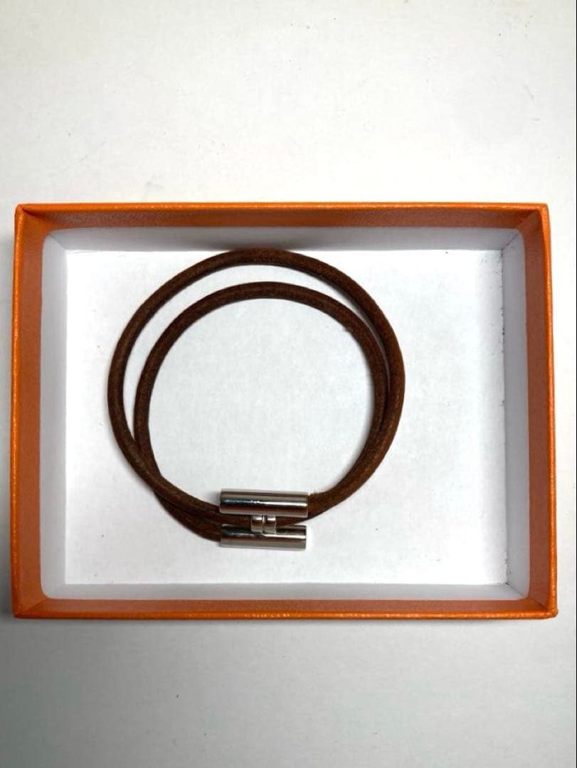 HERMES エルメス　トゥルニス　シルバー金具　2連ブレスレット　箱付き