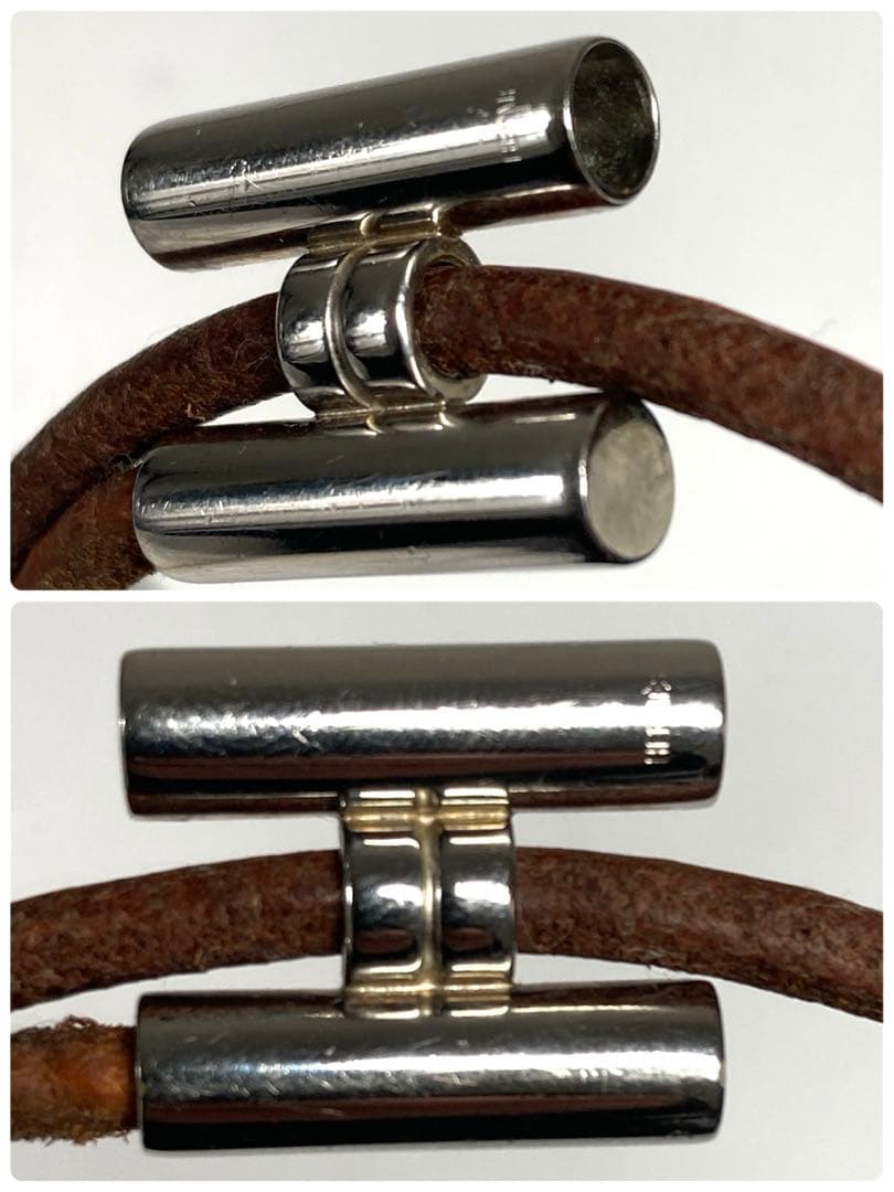 HERMES エルメス　トゥルニス　シルバー金具　2連ブレスレット　箱付き