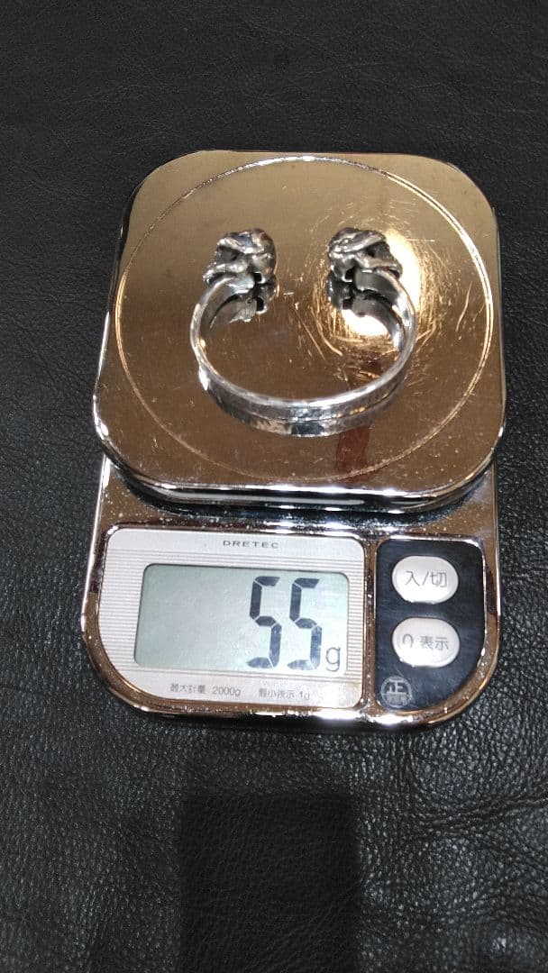 silver　ストップライト　タイプ　ダブルスカル 平打ちシルバーバングル