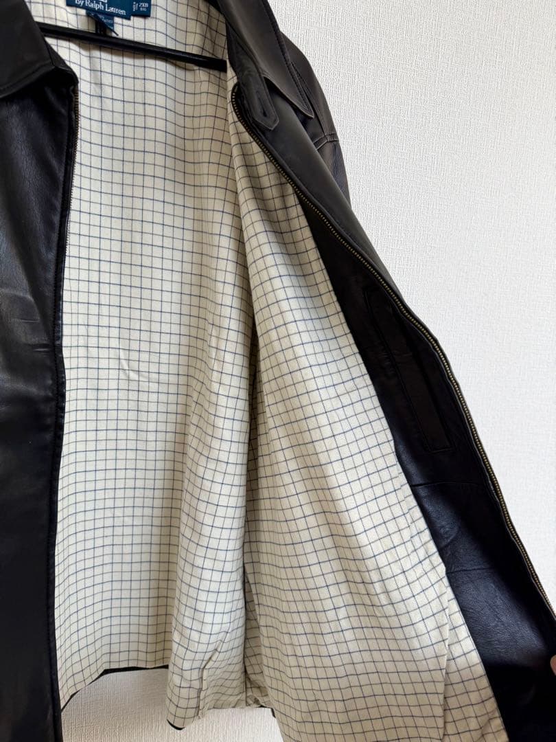 超スペシャル 90s ラルフローレン レザー ジャケット XXL ブラック 黒