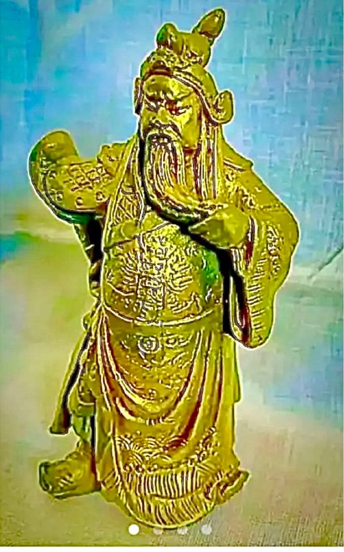 金運財運爆上げ　勝運アップ！商売繁盛！関帝廟神　銅製　関羽立像　三国志