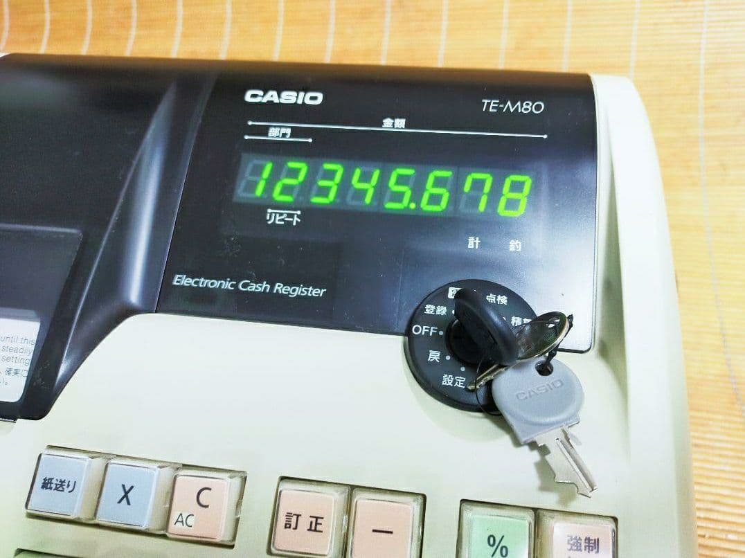 カシオレジスター　TE-M80　中古品　人気機種感熱紙　送料無料　335666
