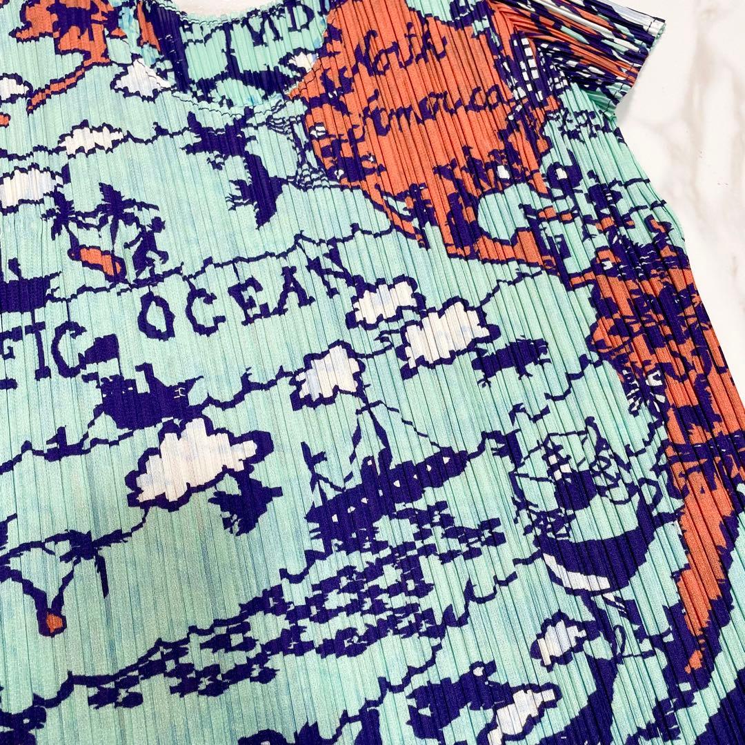 希少✨未使用級 プリーツプリーズイッセイミヤケ 地図柄総柄トップス プリーツ 3