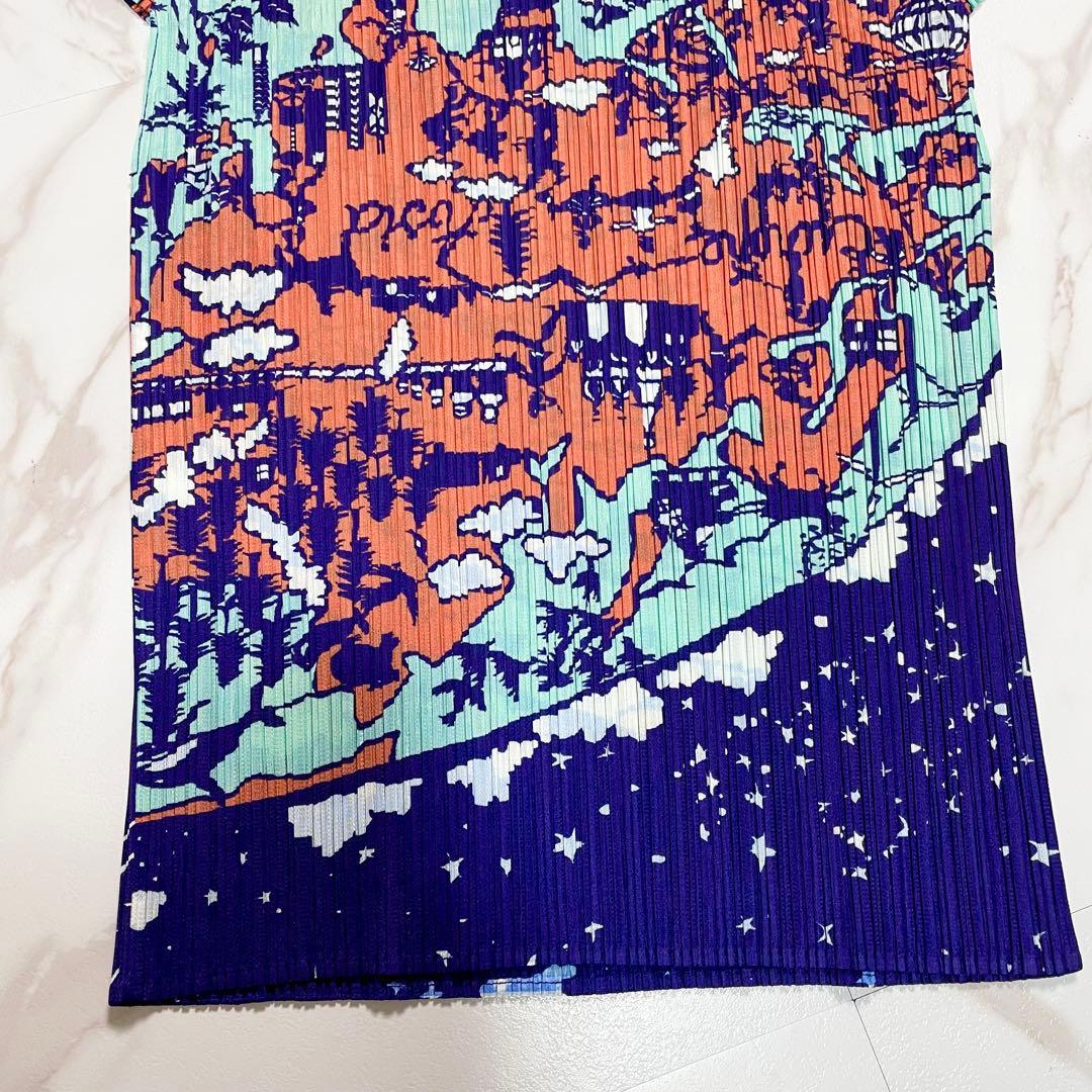 希少✨未使用級 プリーツプリーズイッセイミヤケ 地図柄総柄トップス プリーツ 3