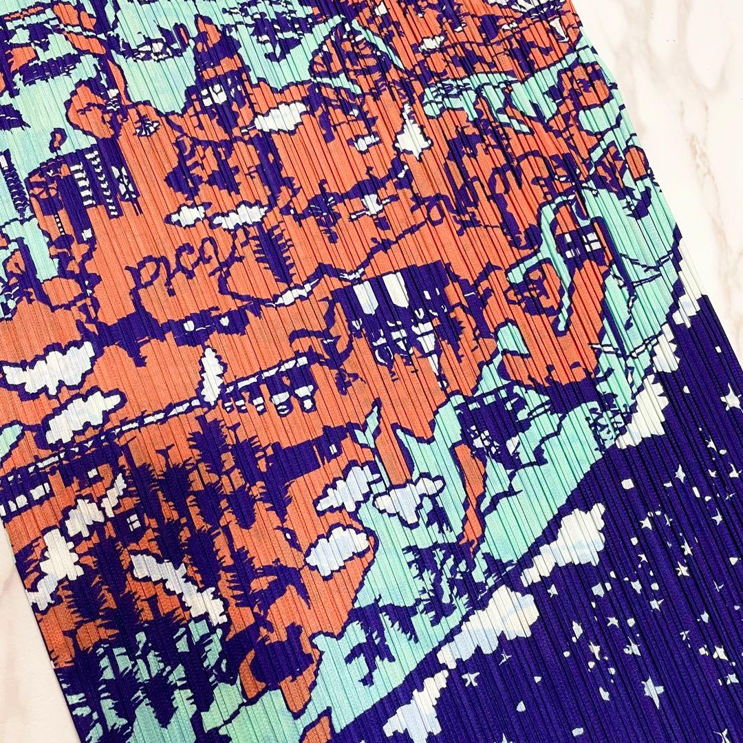 希少✨未使用級 プリーツプリーズイッセイミヤケ 地図柄総柄トップス プリーツ 3