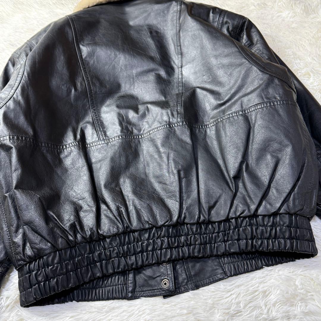 【極美品】90s G-1 ブラックレザー フライトジャケット F 襟ボア・牛革