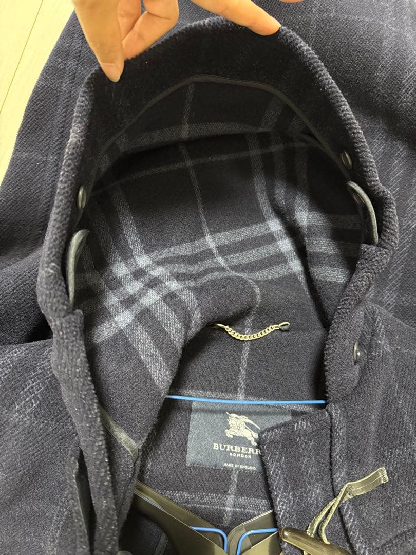 バーバリー　ネイビー系チェック ダッフルコート