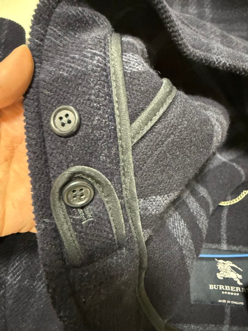 バーバリー　ネイビー系チェック ダッフルコート
