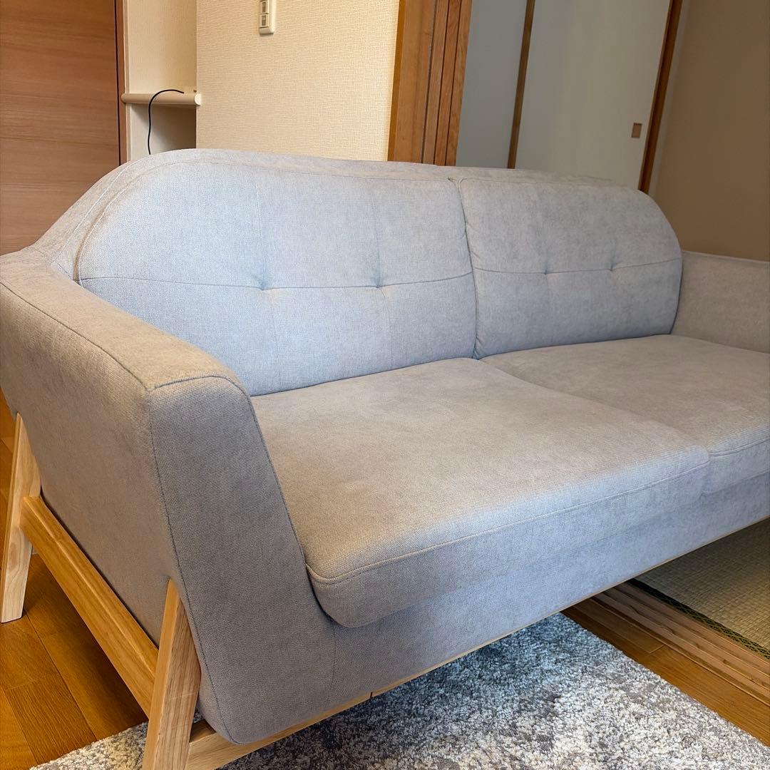 【美品】MODERNDECO モダンデコ ２人掛け 北欧 ソファ ライトグレー