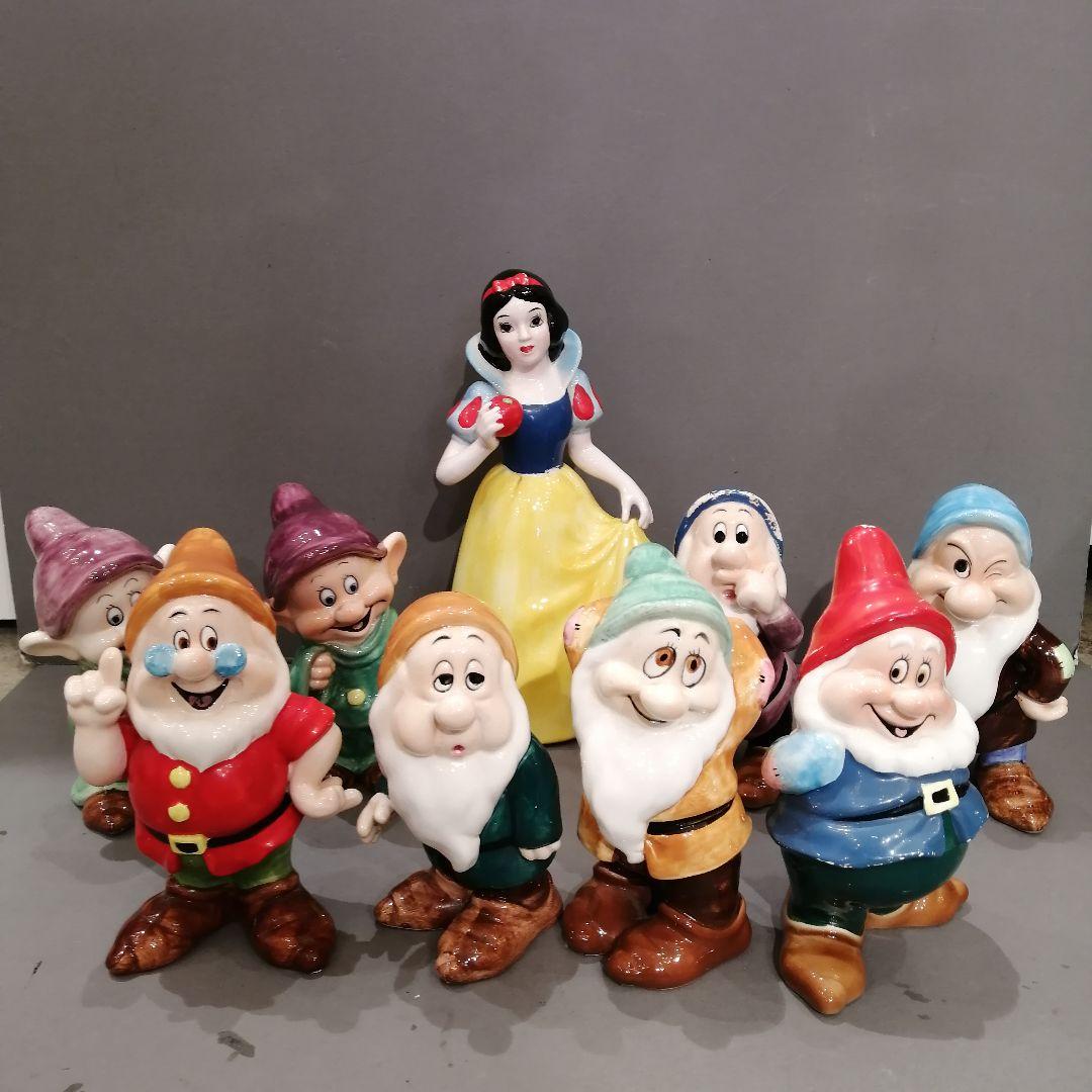 iΦ【 廃盤品 】希少 陶器 ディズニー 白雪姫と七人の小人 置き物 オブジェ