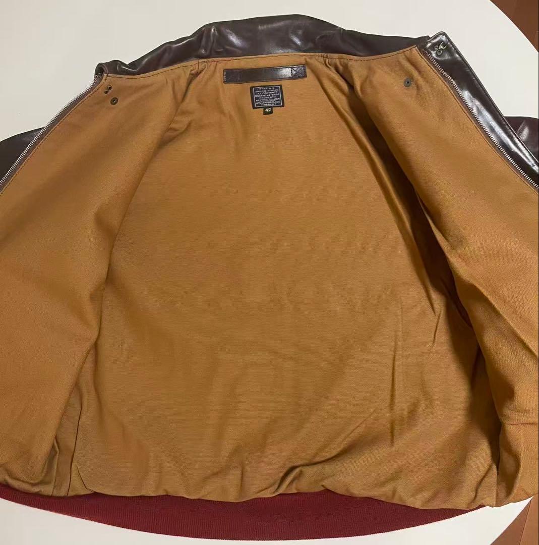 在庫処分　赤リブ　A−2 フライトジャケット　牛革 レザージャケット3XL（46