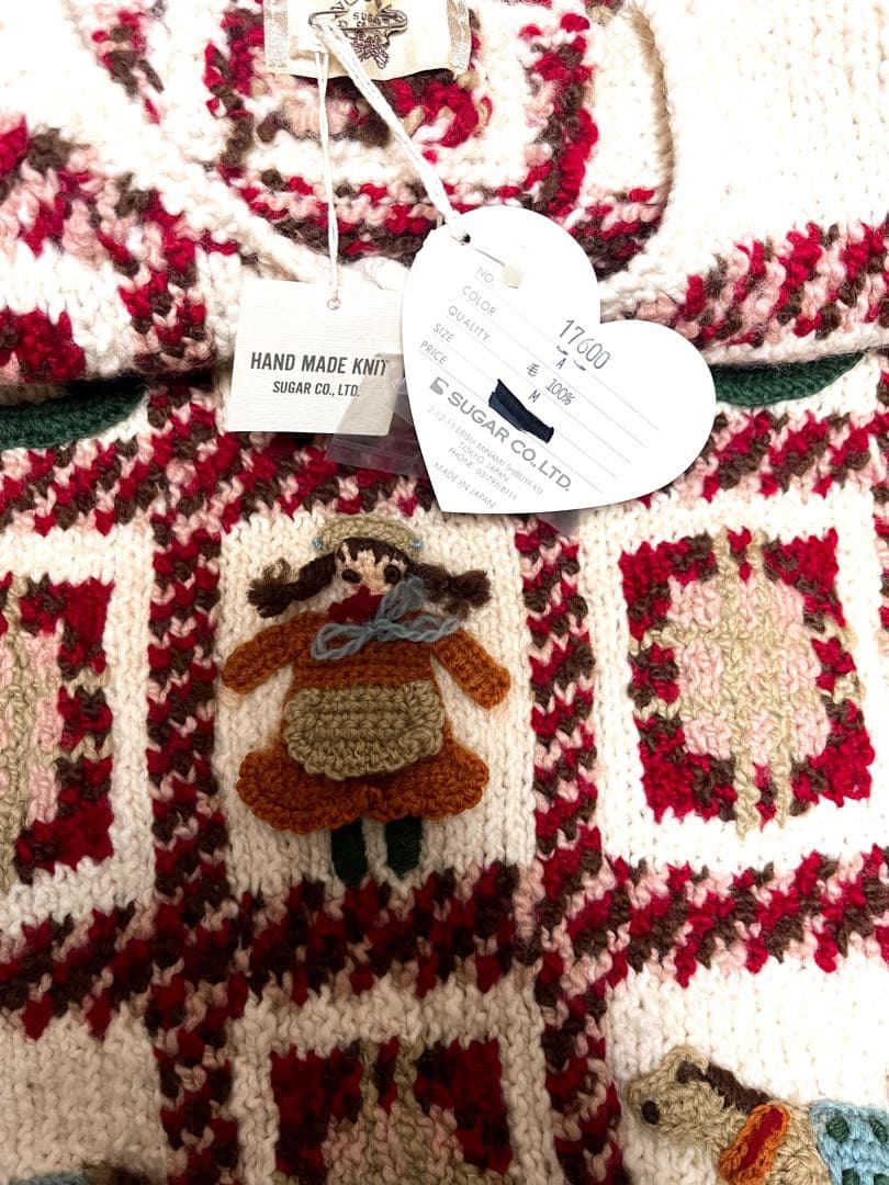 NOUGAT SUGAR 立体総刺繍ウールニット ハンドニット レトロ ゆったり