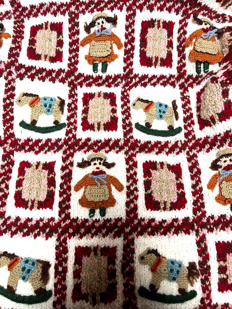 NOUGAT SUGAR 立体総刺繍ウールニット ハンドニット レトロ ゆったり