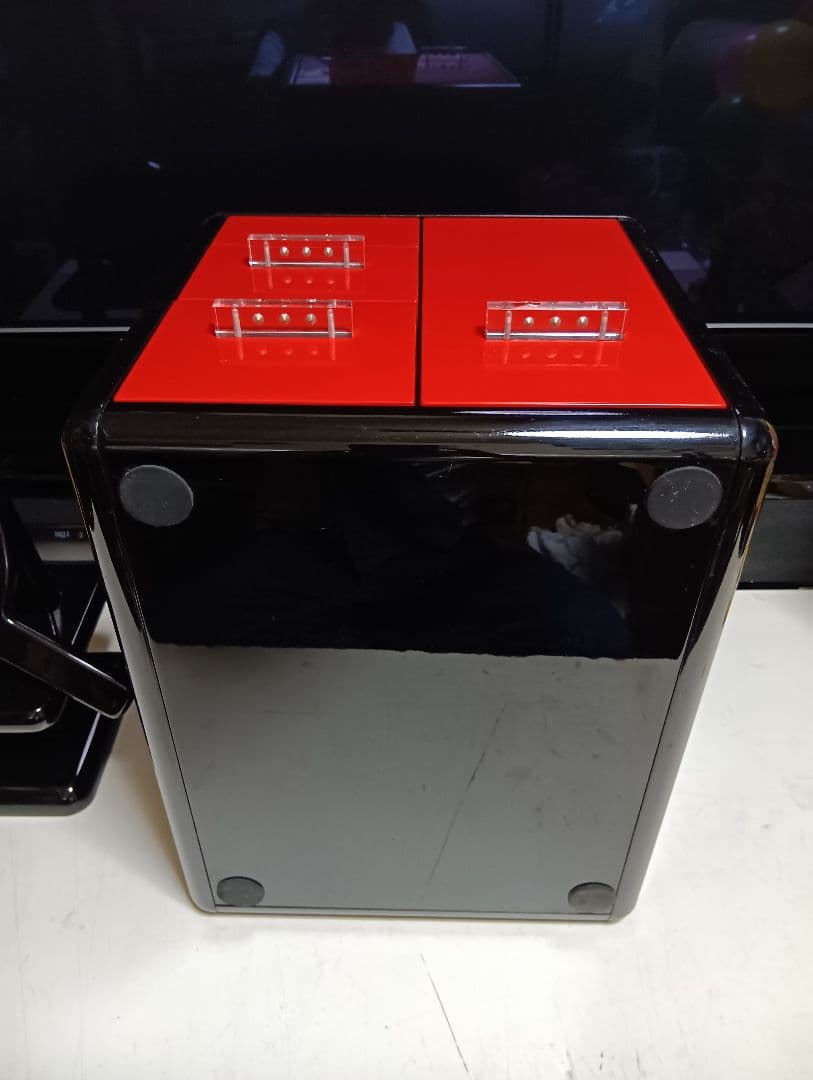 希少　萩原家具　ポストモダン　赤×黒　ラインストーン　ウッド　アート　ドレッサー