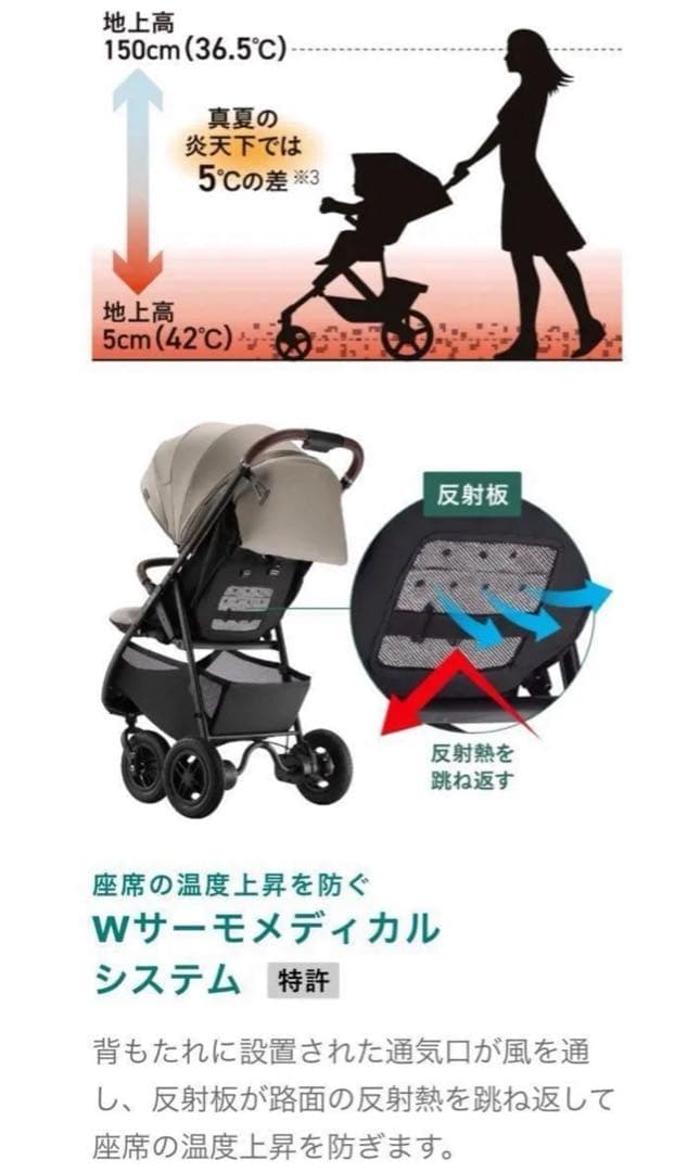 【値下げ中！】アップリカ スムーヴ プレシャス ベージュ 3輪 A型 上位モデル