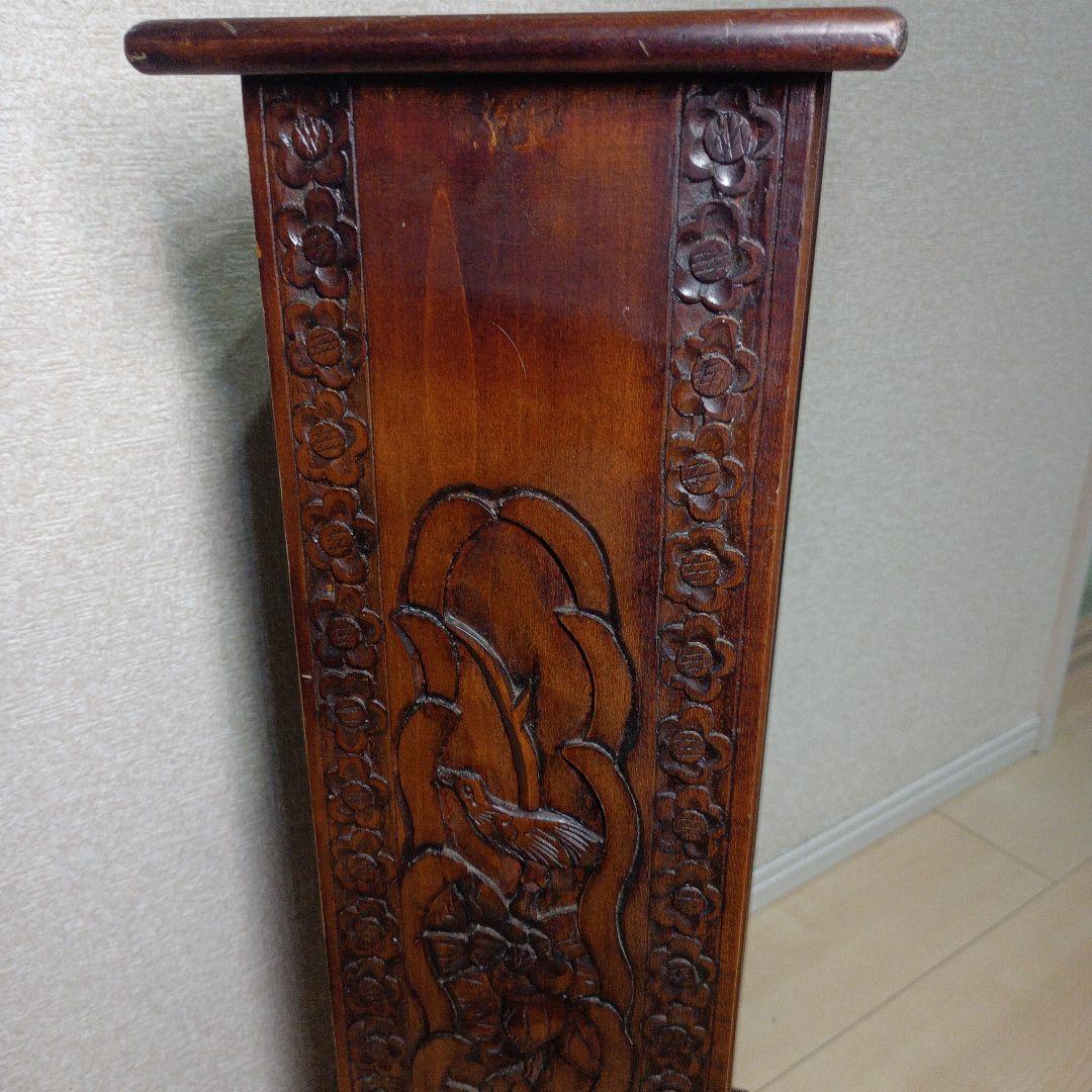希少レア　アンティーク　木製 彫刻入り　ラック