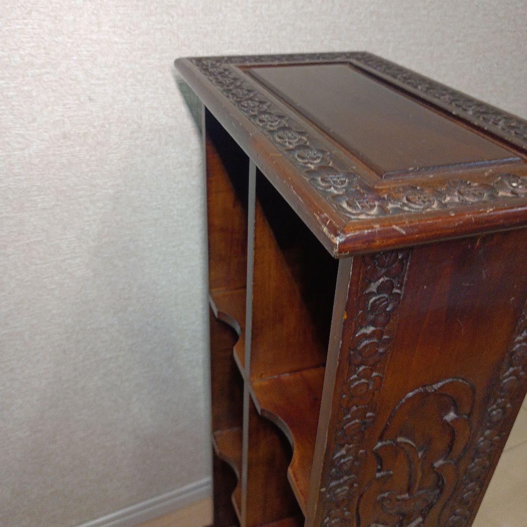 希少レア　アンティーク　木製 彫刻入り　ラック